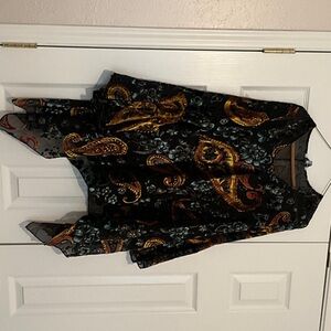 Nostalgia Black Tunic with Gold and Blue Paisley